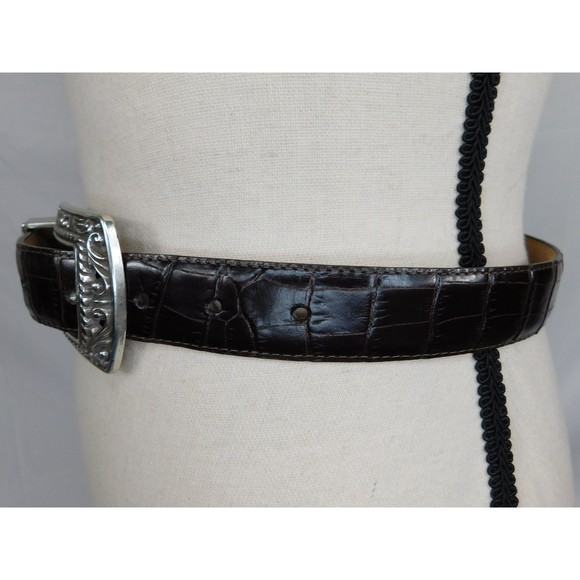 BRIGHTON BROWN EMBOSSED LEATHER BELT MED - Picture 4 of 9
